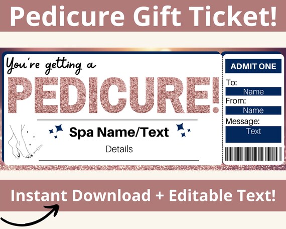 Pedicure Gift Certificate. Pedicure Gift Card. Salon Gift - Etsy