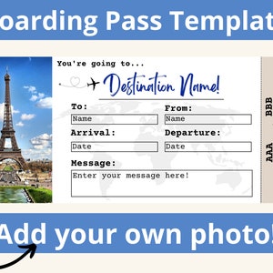 Boarding Pass Template. Boarding Ticket Template. Surprise Boarding Pass. Airline Ticket. Airplane Ticket. Birthday Travel Voucher.Printable