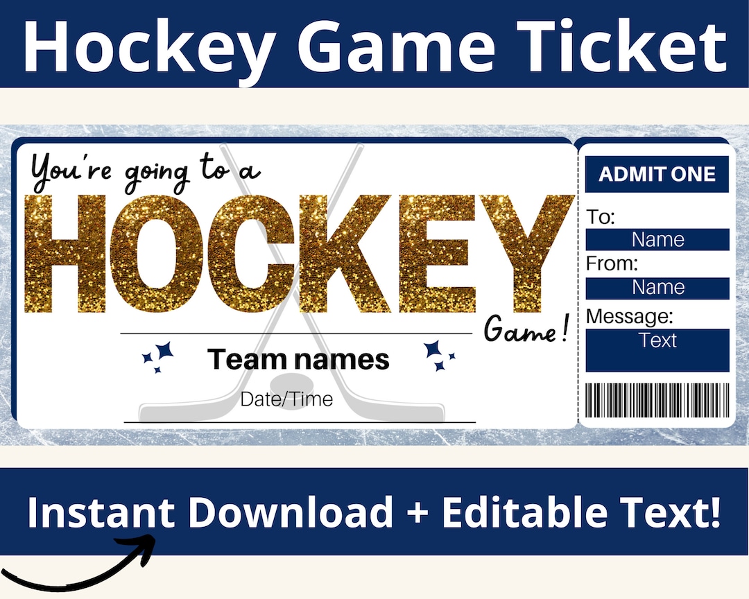Hockey Ticket Template. Hockey Ticket Gift. Hockey Game. Surprise Hockey Ticket Template. Hockey Ticket Gift. Hockey Game. Surprise