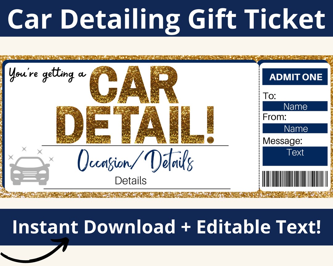 Car Detailing Certificate. Car Detailing Coupon. Car Detail - Etsy