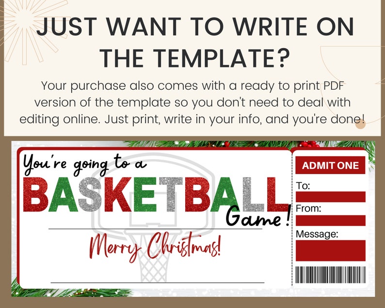 Christmas Basketball Game Tickets. Basketball Tickets. Etsy