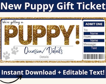 Editable New Puppy Coupon Template, Custom New Dog Ticket Template ...
