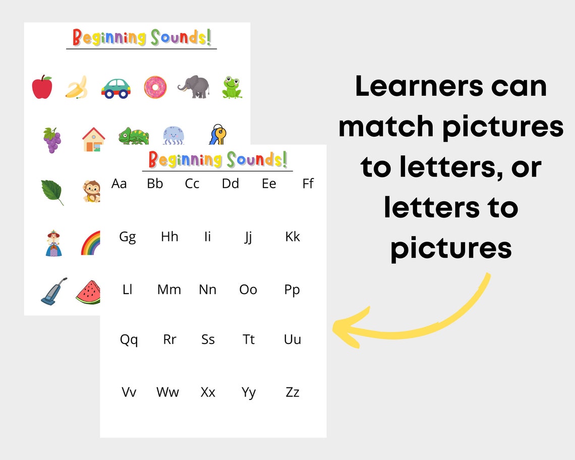 Beginning Sound Worksheet. Letter Sounds. Learning to Read. Preschool ...