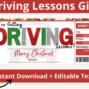 Kerstrijlesbon. Rijlessen. Rijbewijs. Rijpraktijk. Rijinstructeur. Nieuwe chauffeur. Nieuwe auto cadeau.