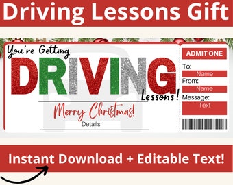 Christmas Driving Lesson Voucher. Driving Lessons. Driving License. Driving Practice. Driving Instructor. New driver. New Car Gift.