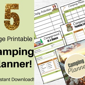 Camping Planner Printable, Campground Journal Camp Planner, Camping Itinerary Packing List Meal Planner, RV Planner, Instant Download PDF image 1