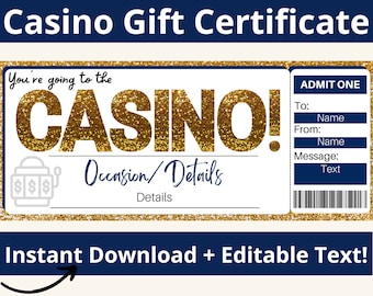 Casino Ticket. Casino Voucher. Casino Gifts. Casino Invitation Editable. Printable Casino Invite. Casino Gift Certificate. Gambling Tickets