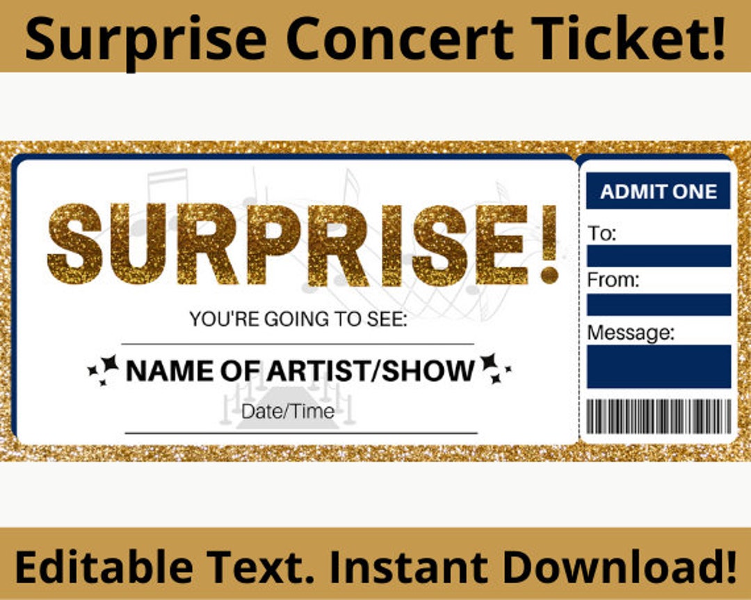 Concert Ticket Template. Concert Gift Template. Concert Ticket Etsy UK