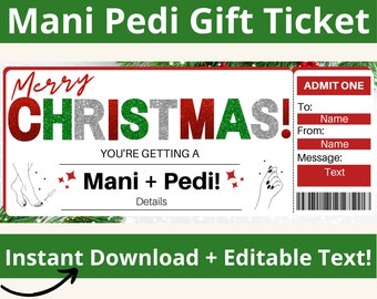 Mani Pedi Gift Ticket. Christmas Spa Gift. Manicure and Pedicure. Manicure Coupon. Pedicure Coupon. Nail Certificate. Salon Gift Certificate
