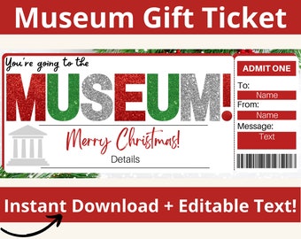 Museum Gift Certificate Template, Museum Ticket Voucher Coupon, Science Museum Children's Museum Gift, Printable Editable