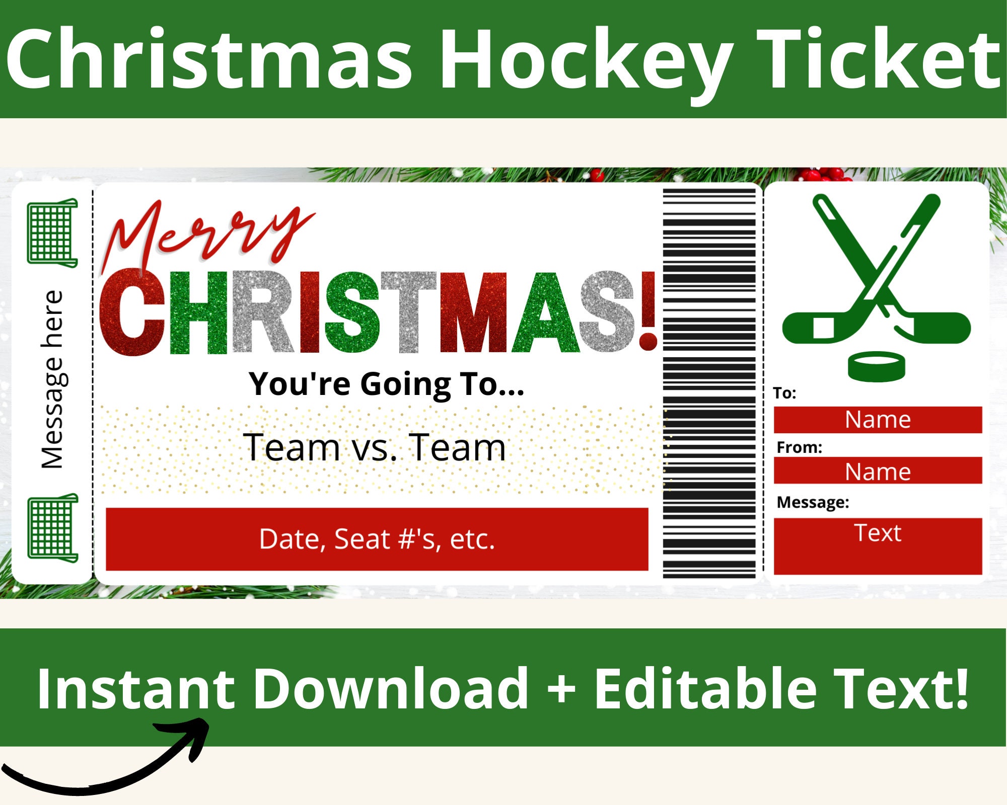 Hockey Ticket Surprise Hockey Game Ticket Template Christmas -  Ireland
