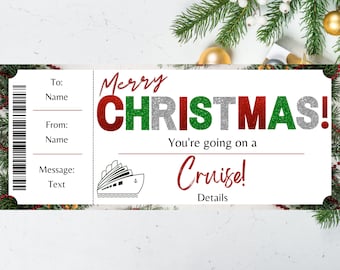 Christmas Cruise Ticket. Cruise Boarding Pass Template. Cruise Ticket. Surprise Cruise. Printable Ticket. Printable Boarding Pass.