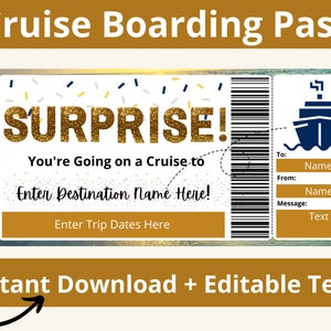 Cruise Ticket Template. Cruise Voucher. Cruise Boarding Pass. Cruise Ticket Surprise. Cruise Gifts. Cruise Girls Trip. Cruise Birthday.