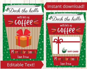 Porta carte regalo caffè. Porta carte regalo Natale. Buono regalo caffè stampabile. Custodia per carta regalo. Regali di caffè. Carta regalo insegnante. Modificabile