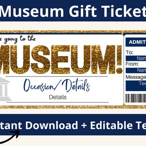 Museums-Eintrittskarte. Museums-Geschenkgutschein. Museums Coupon. Museumsgutschein. Wissenschaftsmuseum. Kindermuseum. Museum Geschenke. Druckbar