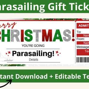 Parasailing Gift Certificate. Parasailing Gift Ticket. Parasailing Voucher. Parasailing Coupon. Parasailing Gift Ticket. Printable