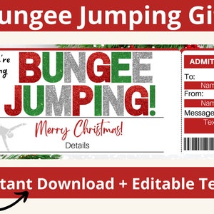 Bungee Jumping Gift Ticket. Bungee Jump Ticket. Bungee Jumping Gift Certificate. Bungee Jumping Coupon Bungee Jump Voucher. Printable