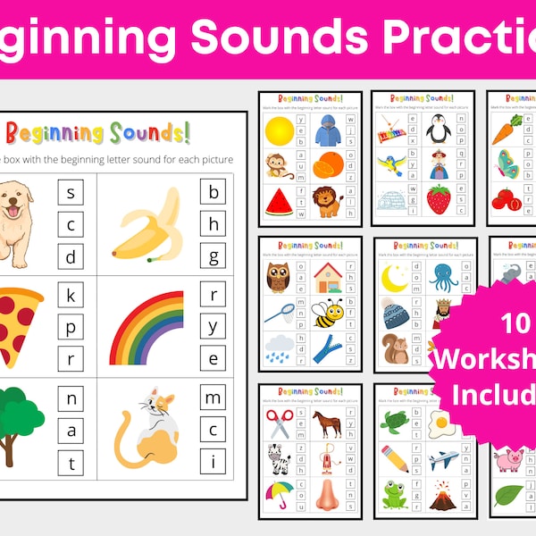 Beginning Sound Worksheet. Letter Sounds. Learning to Read. Preschool Worksheets. Phonics Worksheet. Preschool Curriculum Printable