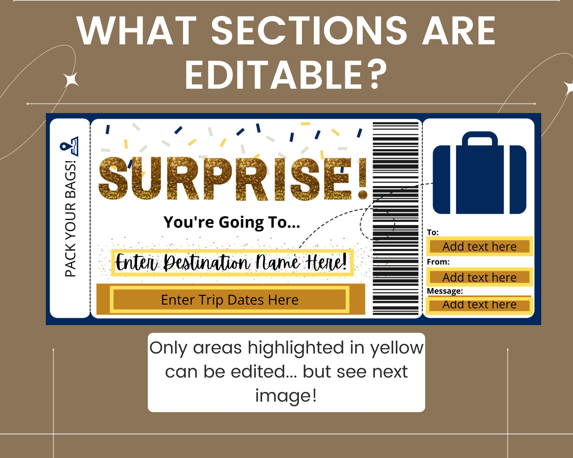 Boarding Pass Template. Surprise Vacation Printable. Surprise - Etsy