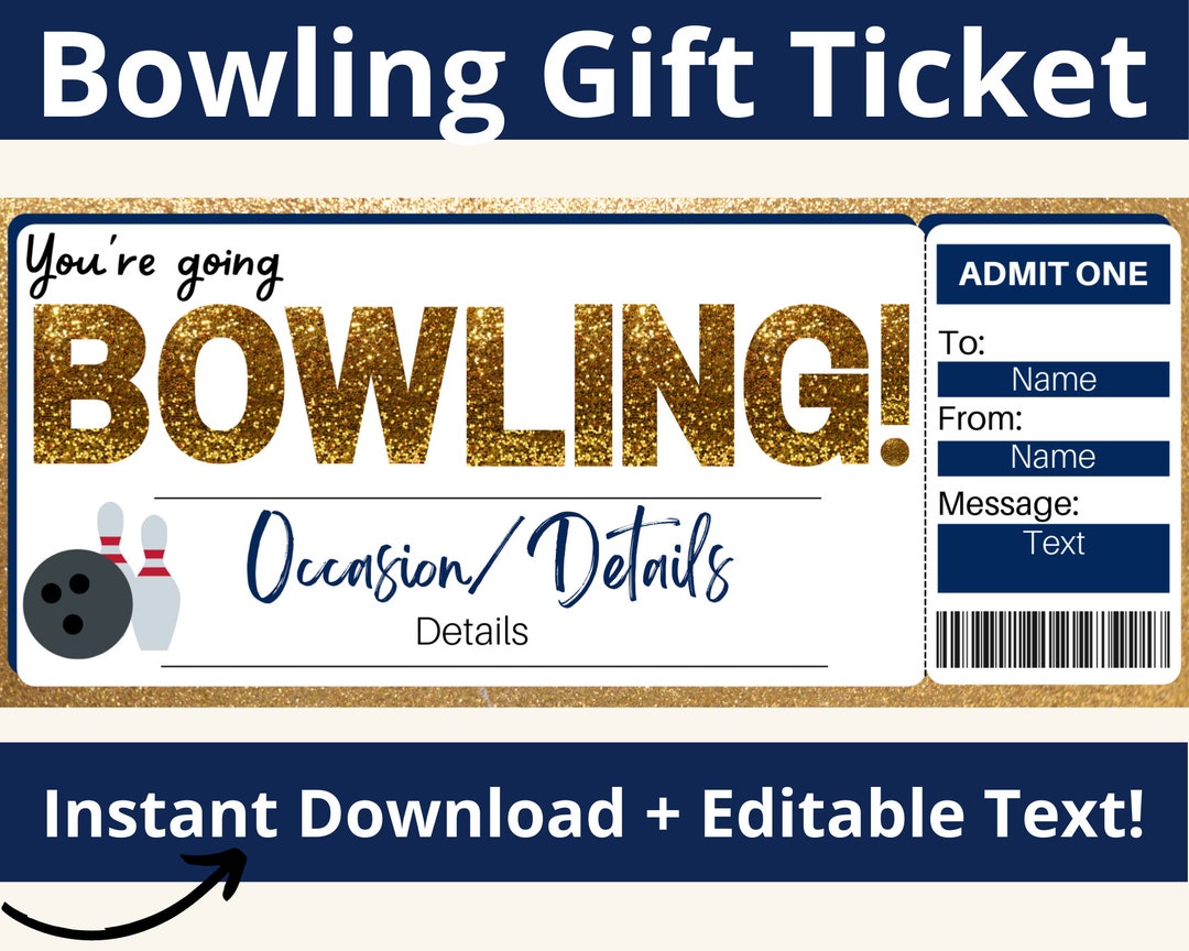 Bowling Tickets. Bowling Gifts for Women. Bowling Voucher. Bowling Gift