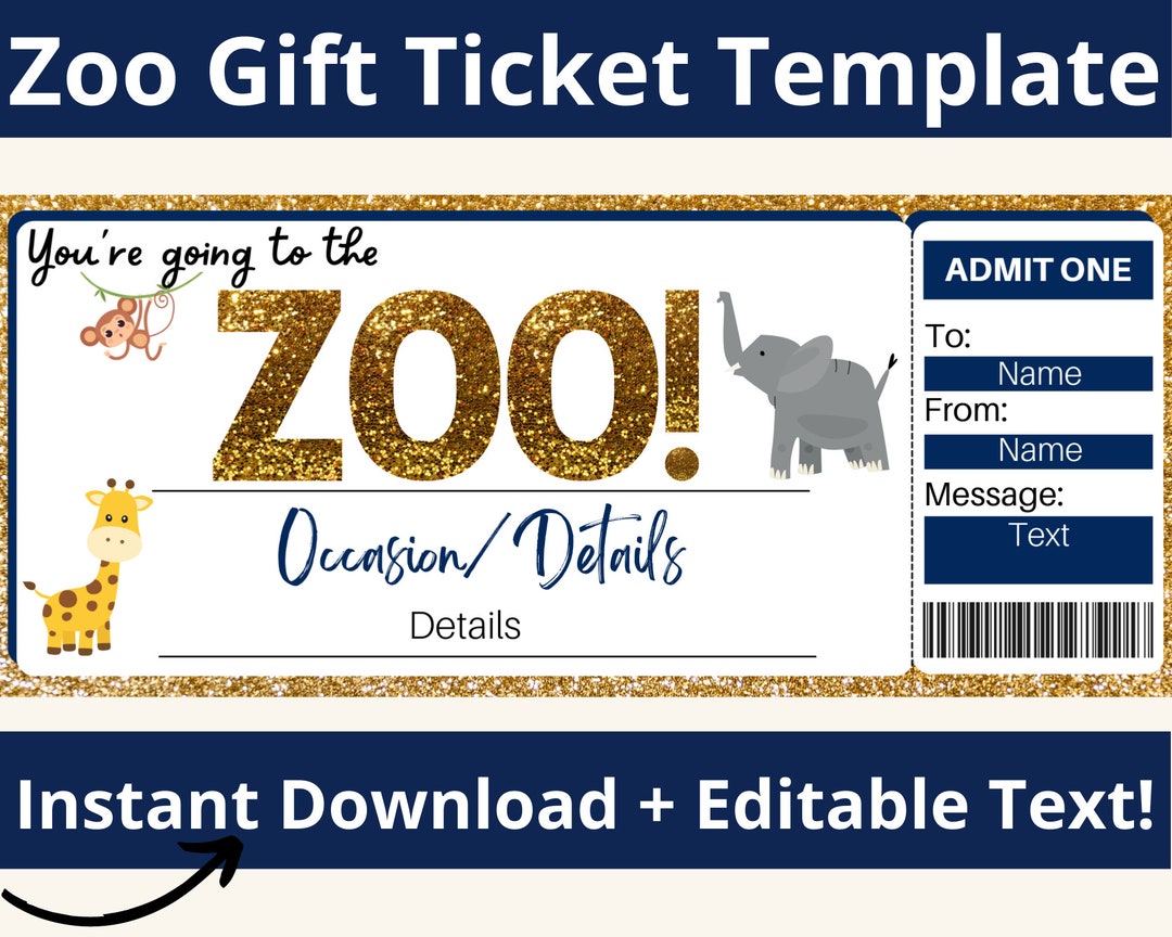 Zoo Ticket Zoo Gift Card Zoo Certificate Zoo Trip Zoo Invitation Zoo Ticket Zoo Gift Card Zoo Certificate Zoo Trip Zoo Invitation