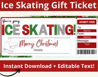 Ice Skating Gift Ticket. Ice Skating Invitation. Surprise Ice Skating Gift Card. Printable Ice Skating Gift Certificate. Ice Skating Trip