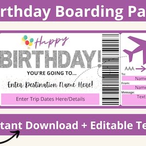 Cartão de Embarque de Aniversário. Modelo de Cartão de Embarque. Cartão de Embarque de Aniversário. Férias Surpresa para Imprimir. Viagem Surpresa. Viagem Surpresa.