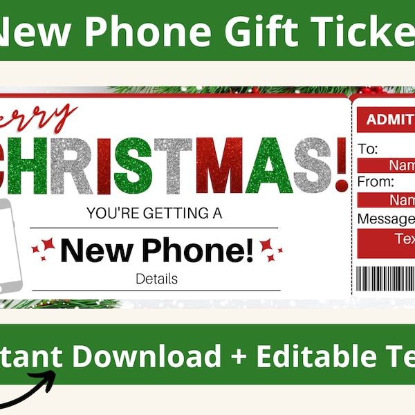 New Phone Gift Certificate. New Phone Ticket. New Phone Coupon. New Phone Voucher. Gift Card for New Phone. Printable. Editable