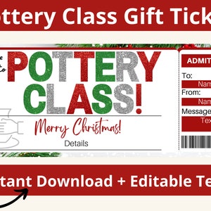 Bilet upominkowy na zajęcia z ceramiki. Bon upominkowy na zajęcia z ceramiki. Zaproszenie na zajęcia z ceramiki. Kupon na zajęcia z ceramiki. Prezenty z ceramiki. Do wydrukowania