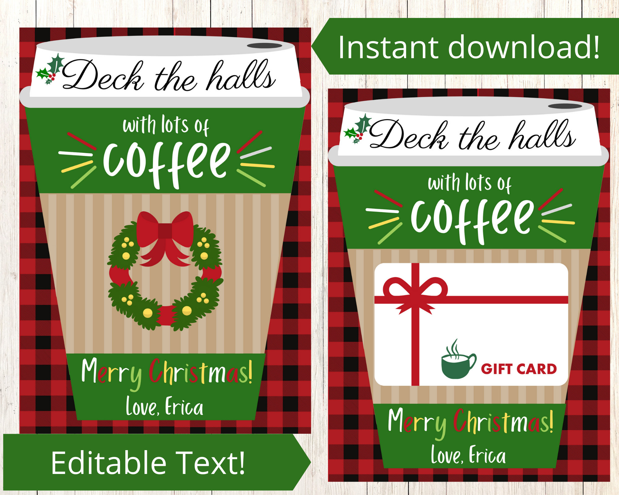 Porte-cartes cadeaux café. Porte carte cadeau Noël. Carte-cadeau café imprimable. Idées cadeaux café. Carte cadeau professeur. Carte cadeau modifiable