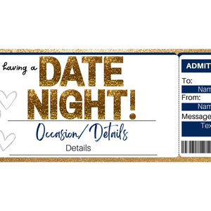Date Night Coupon Template. Date Night Tickets. Date Coupons. Date ...