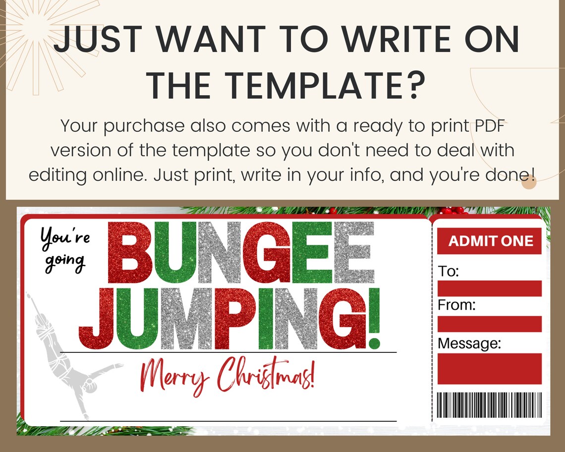 Bungee Jumping Gift Ticket. Bungee Jump Ticket. Bungee Jumping Gift ...