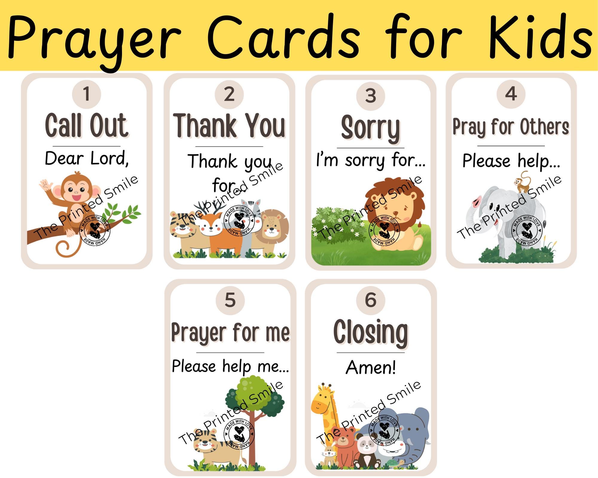 Prayer Cards for Kids Printable, How to Pray for Children, Kids ...