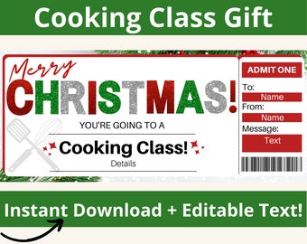 Cooking Class Ticket. Cooking Class Gift. Cooking Gifts. Cooking Class Coupon. Cooking Class Voucher. Printable. Editable. Experience Gift