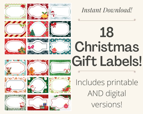 Christmas Gift Tags. Christmas Gift Labels. Christmas Labels. Gift Label Stickers. Printable Gift Tags.Gift Tag Template.Gift Tags Printable