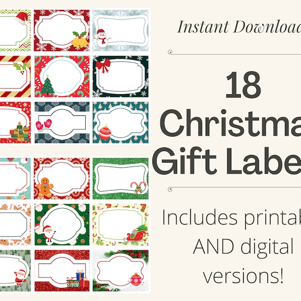 Christmas Gift Tags. Christmas Gift Labels. Christmas Labels. Gift Label Stickers. Printable Gift Tags.Gift Tag Template.Gift Tags Printable