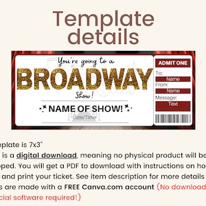 Broadway Show Gift. Broadway Tickets. Musical Ticket. Broadway Ticket ...