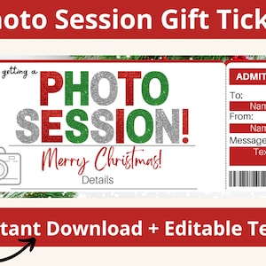 Photography Session Gift Certificate. Photo Session Gift Certificate Template. Photo Session Gift Card Template. Photoshoot Gift Card