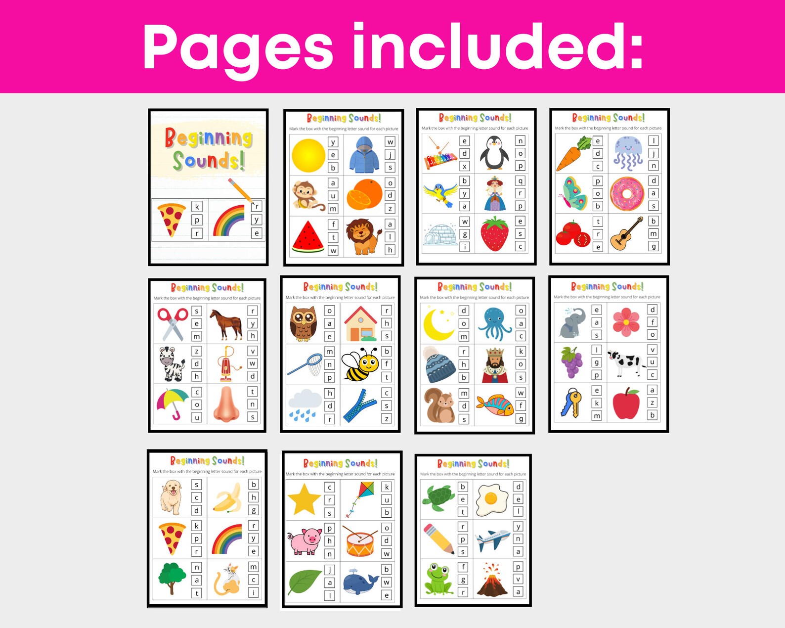 Beginning Sound Worksheet. Letter Sounds. Learning to Read. Preschool ...
