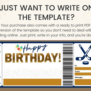 Hockey Ticket Template. Hockey Ticket Gift. Hockey Game. | Etsy