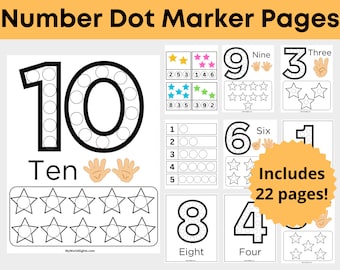 Dot Marker Activity Pages Printable, Do a Dot Counting Worksheets, Number Activities for Toddlers Preschool, Instant Download PDF