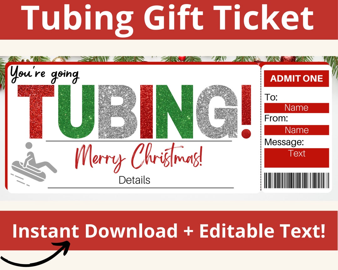 Snow Tubing Ticket. Snow Tubing Gift Certificate. Tubing Ticket. Tubing