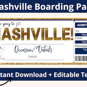 Nashville Trip Reveal. Nashville Trip Gift. Nashville Ticket. Nashville Birthday Trip. Nashville Girls Trip. Nashville Gift. Printable