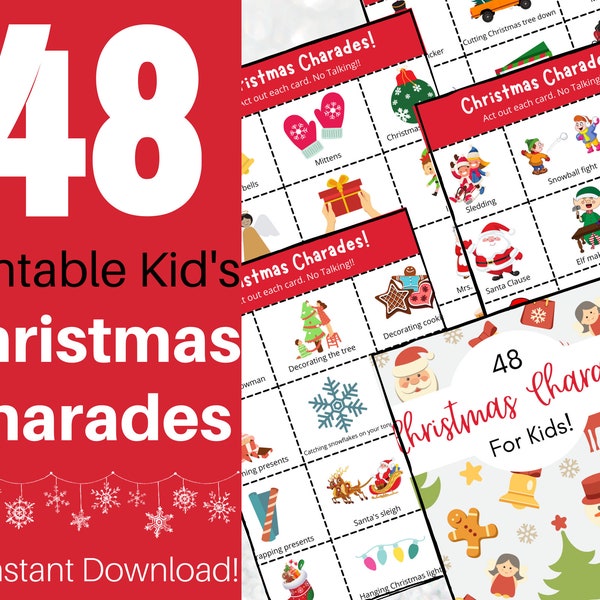 Christmas Charades Game for Kids! Christmas Games for Kids. Christmas Games Printable. Christmas Activities for Kids. Charades for Kids