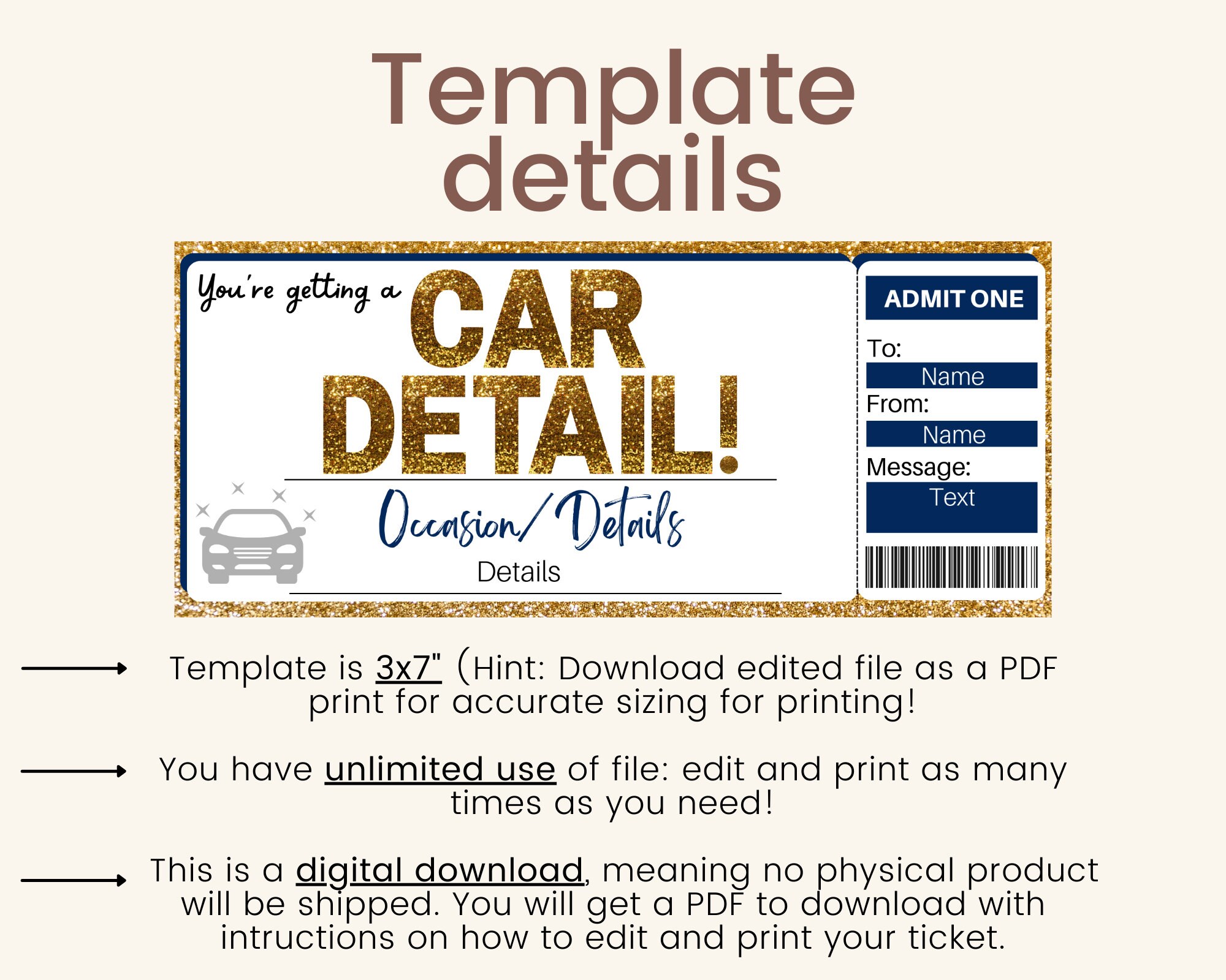 Car Detailing Certificate. Car Detailing Coupon. Car Detail Etsy