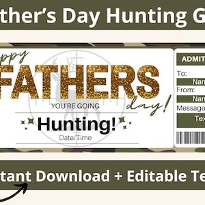 Hunting Fathers Day Gift. Hunting Gifts for Dad. Hunting Gifts for Him. Hunting Gifts for Men. Hunting Trip Ticket. Hunting Gift Certificate