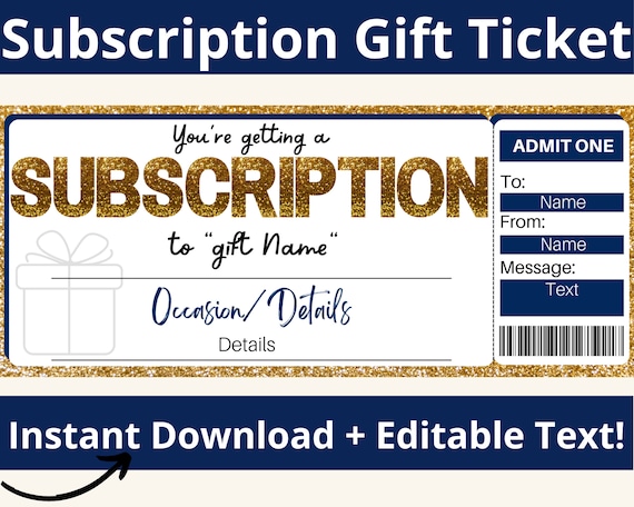 Subscription Gift Certificate. Subscription Box Gift Ticket
