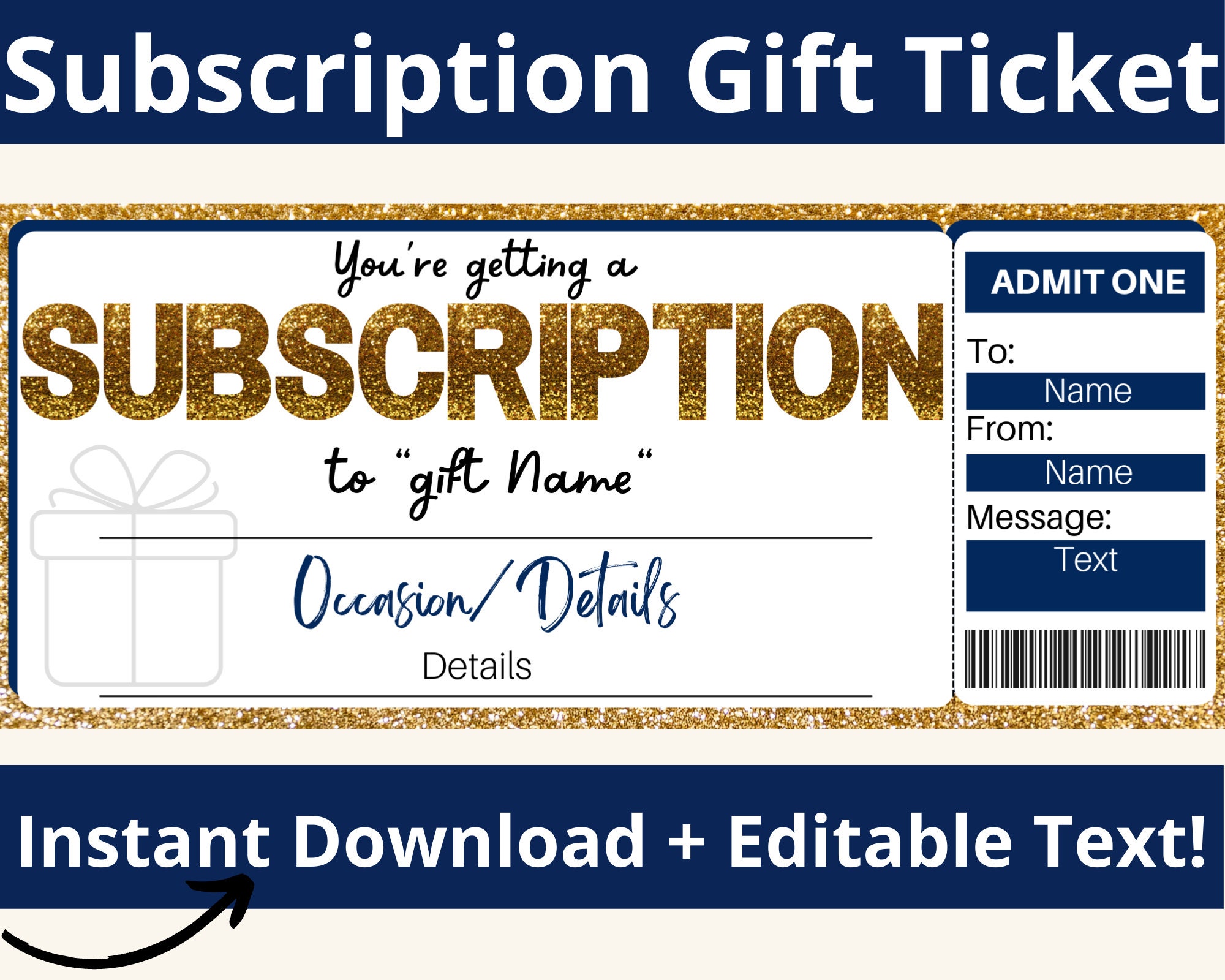 Subscription Gift Certificate. Subscription Box Gift Ticket. Subscription Template. Subscription Gift Voucher. Printable Subscription