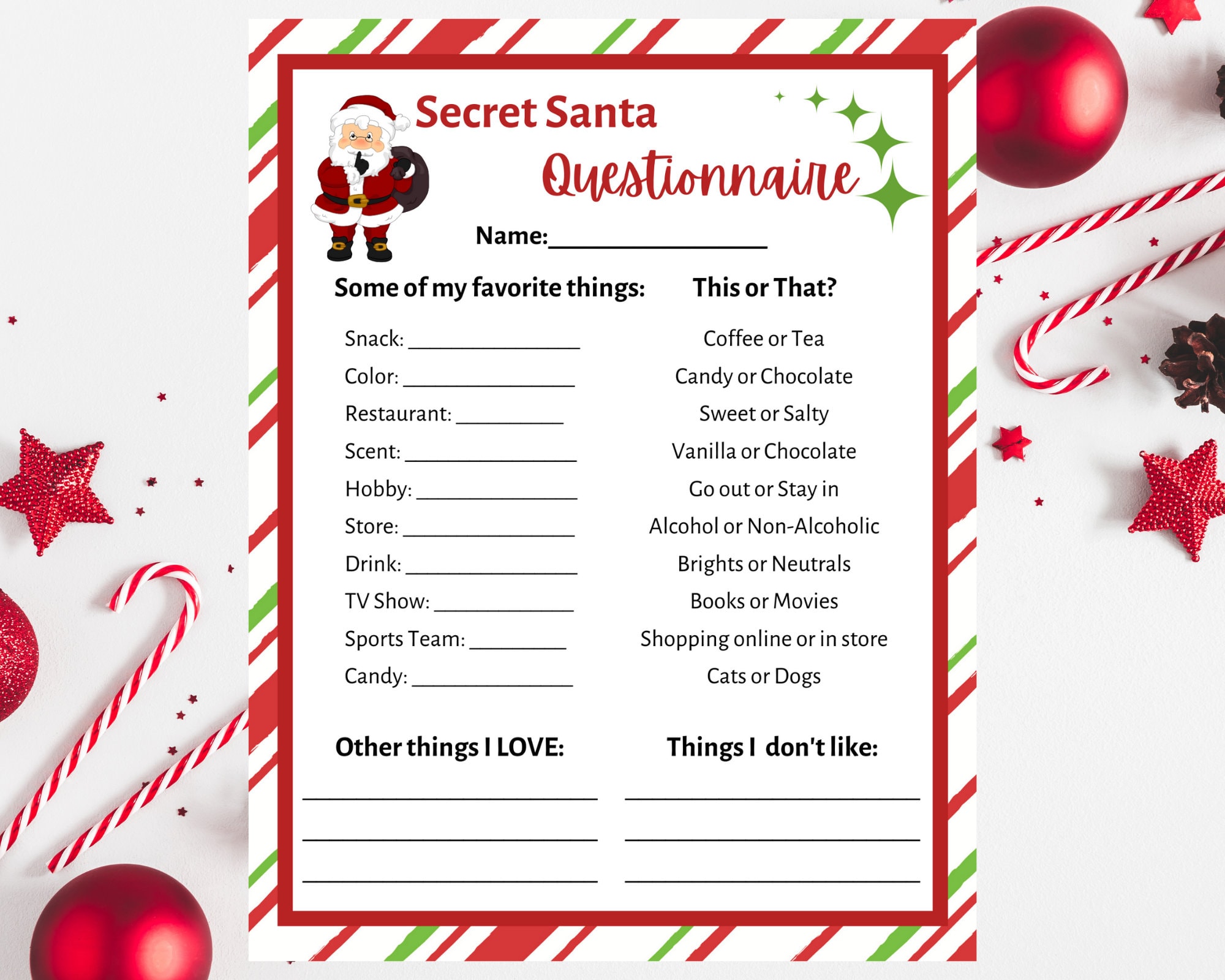 Printable Secret Santa - Etsy