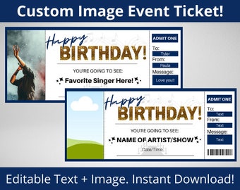 Event Ticket. Concert Ticket. Birthday Concert Ticket. Printable Concert Ticket. Editable Concert Ticket. Surprise Concert Ticket. Customize